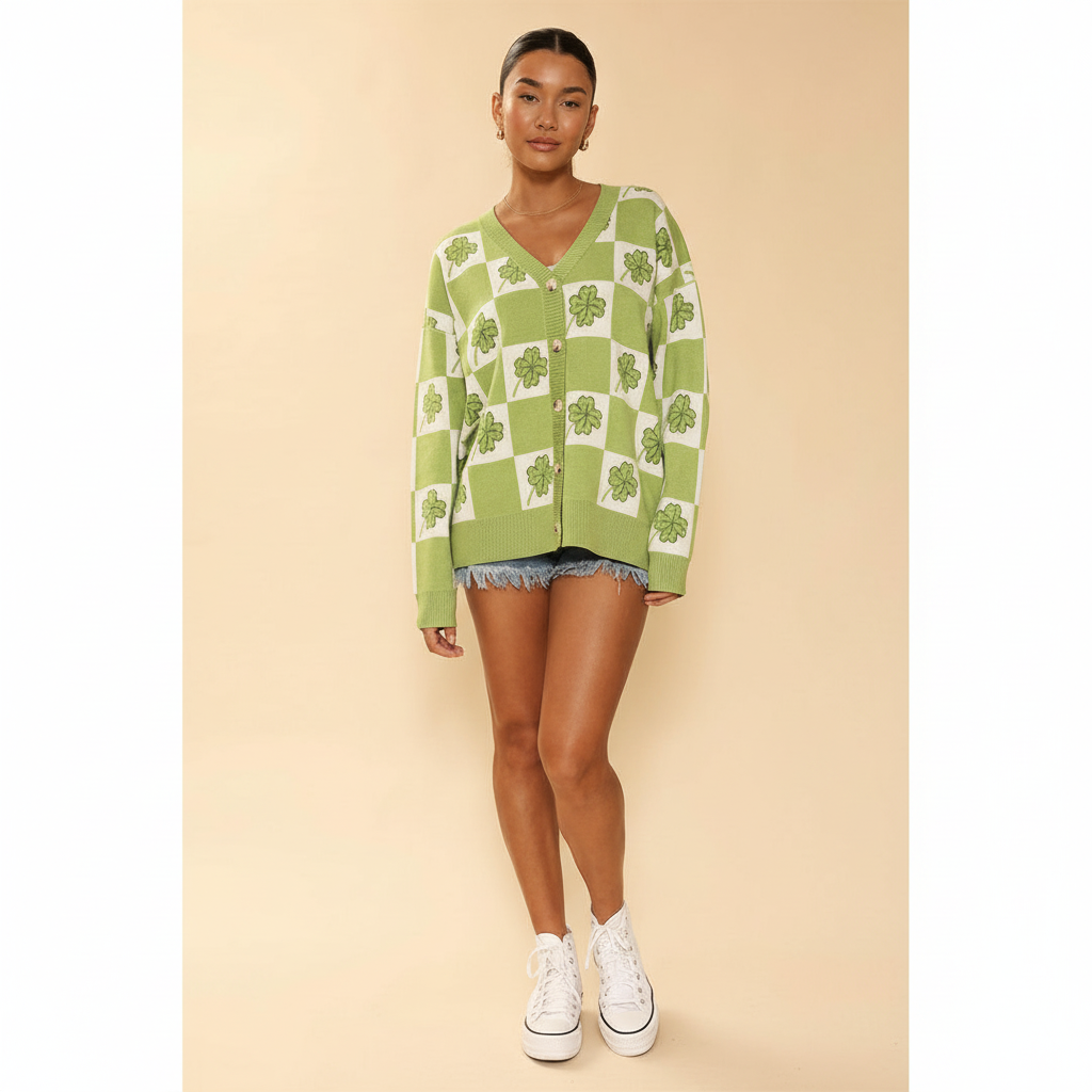 St. Patrick's Day shamrock cardigan – The Lucky Emerald